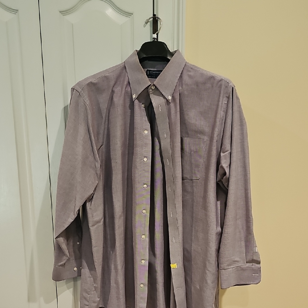 Stafford Men's Oxford 18 x 36 / 37 Lavender Button-Down Shirt